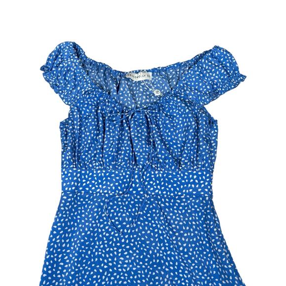 NWT Hello Molly Up Where We Belong Mini Dress Women's XS Blue Polka Dot Cottage - Picture 3 of 10